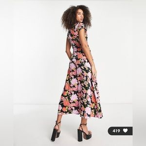 ASOS keyhole midi dress - floral, size 6 NWT